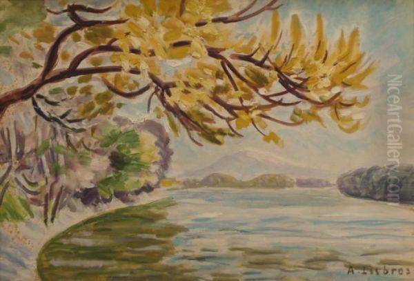 Bords Du Rhone A L'automne Oil Painting by Alfred Lesbros