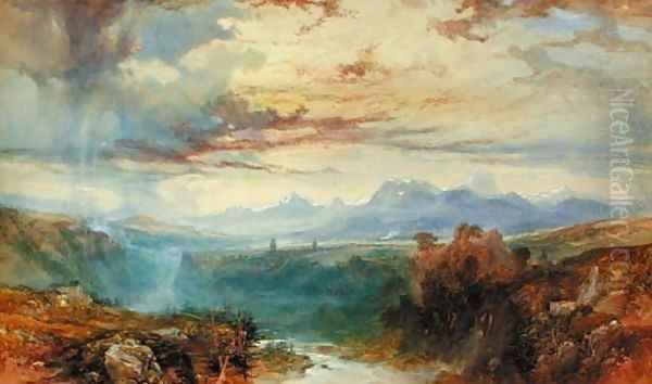 An Swiss Alpine landscape Oil Painting by James Baker Pyne