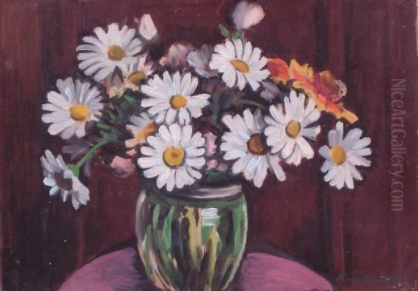 Marguerite Au Pot De Verre Oil Painting by Alfred Lesbros