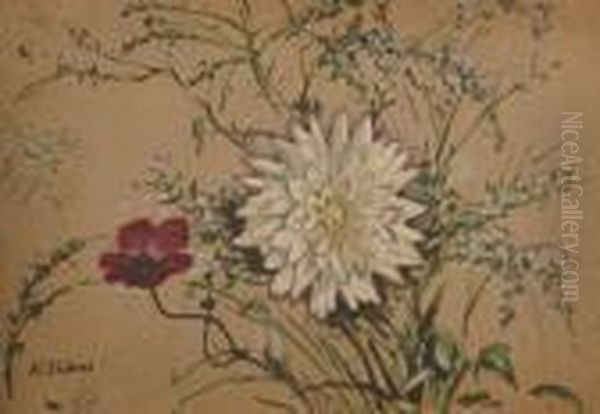 Chrysantheme Oil Painting by Alfred Lesbros