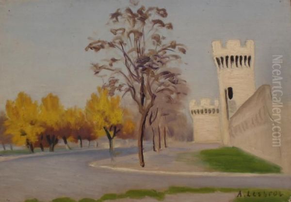 Les Remparts A L'automne Oil Painting by Alfred Lesbros