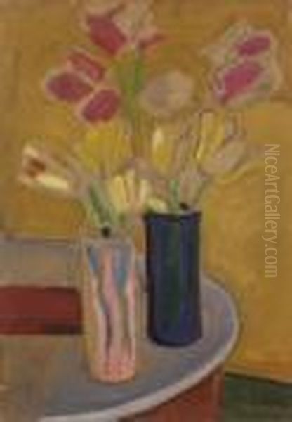 Bouquet De Tulipes Oil Painting by Alfred Lesbros