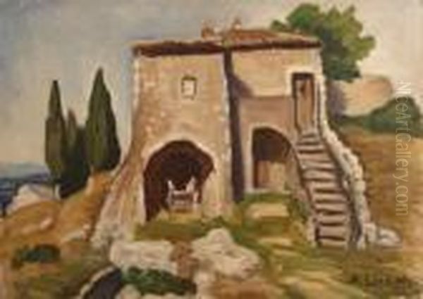 Vieille Ferme A Eygalieres Oil Painting by Alfred Lesbros