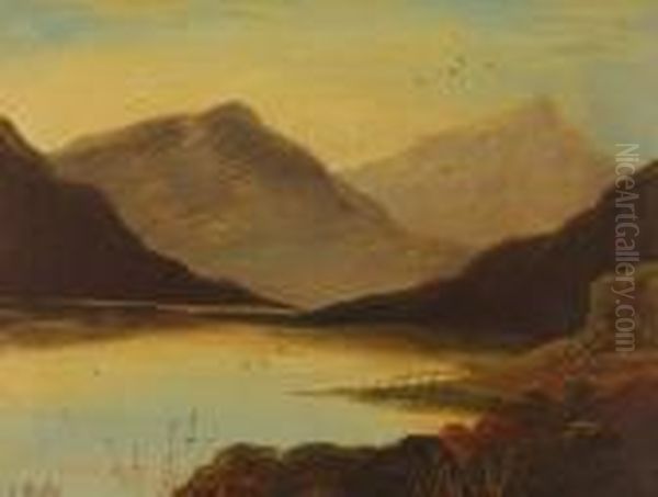 Highland Mountain Landscape Oil Painting by Charles Leslie