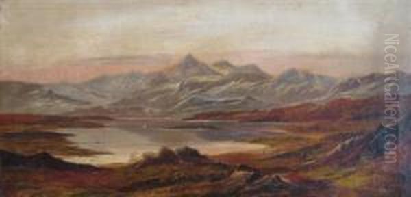 Mountainscape In The Light Of The Sunset Oil Painting by Charles Leslie