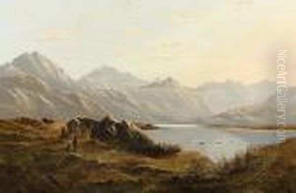 Extensive Scottish Landscape Oil Painting by Charles Leslie