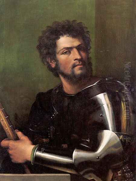 Portrait of a Man in Armor 1512-13 Oil Painting by Sebastiano Del Piombo