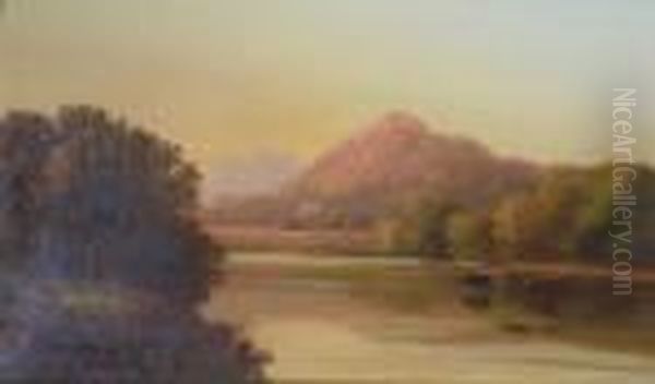 A River Landscape At Sunset Oil Painting by Charles Leslie