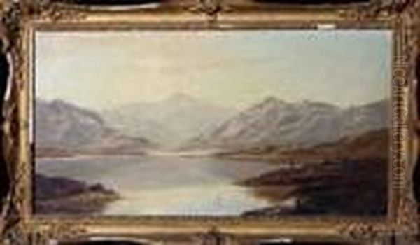 Two Figures At A Lochside Oil Painting by Charles Leslie