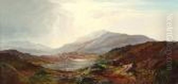 A Highland Loch Landscape Oil Painting by Charles Leslie