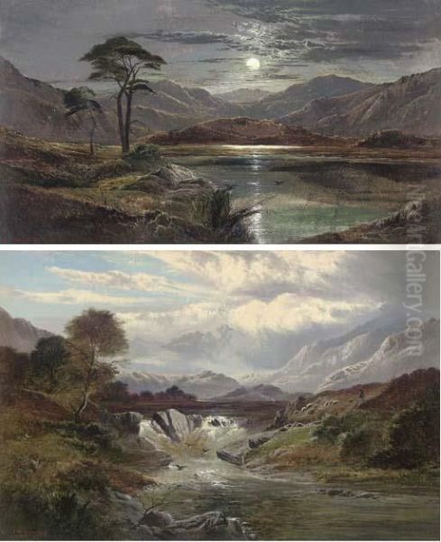 Loch Lubnaig By Moonlight Oil Painting by Charles Leslie