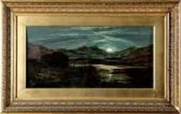 Moonlight By The Loch Oil Painting by Charles Leslie