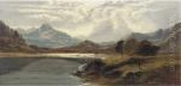 Cader Idris, North Wales; And Moel Hebog, North Wales Oil Painting by Charles Leslie