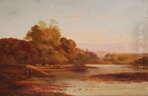 On The Thames, Wargrave Oil Painting by Charles Leslie