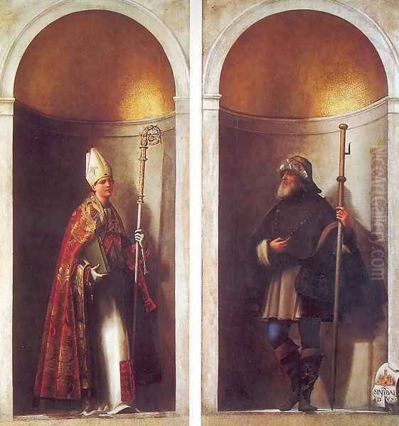 St. Louis of Toulouse and St. Romuald 1510 Oil Painting by Sebastiano Del Piombo