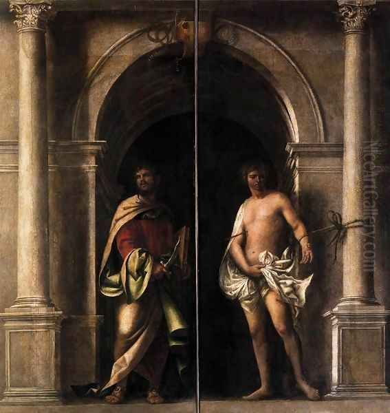 St Bartholomew and St Sebastian Oil Painting by Sebastiano Del Piombo