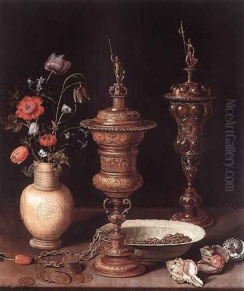 Still-Life with Flowers and Goblets 1612 Oil Painting by Clara Peeters