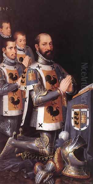 Portrait of Jan Lopez Gallo and His Three Sons 1568 Oil Painting by Pieter Pourbus