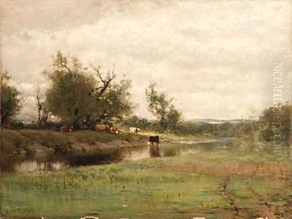 Landscape with cattle Oil Painting by Arthur Parton