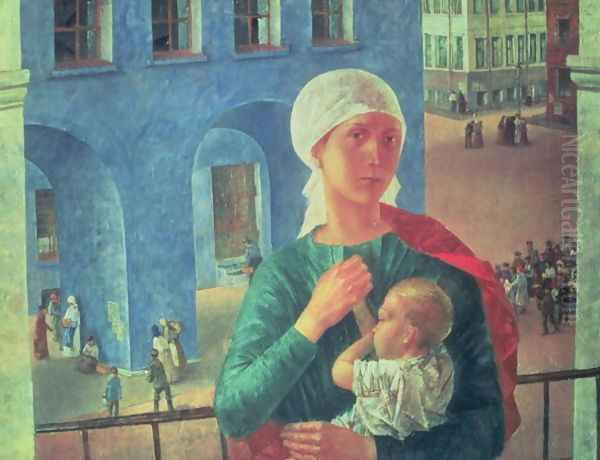 1918 in Petrograd, 1920 Oil Painting by Kuzma Sergeevich Petrov-Vodkin