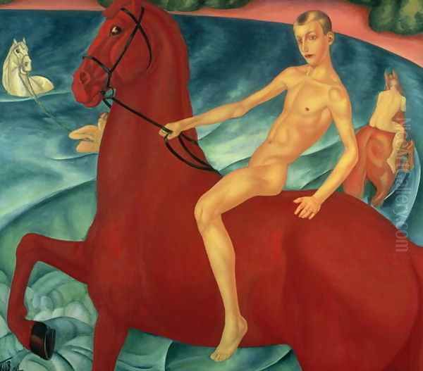 Bathing of the Red Horse, 1912 Oil Painting by Kuzma Sergeevich Petrov-Vodkin