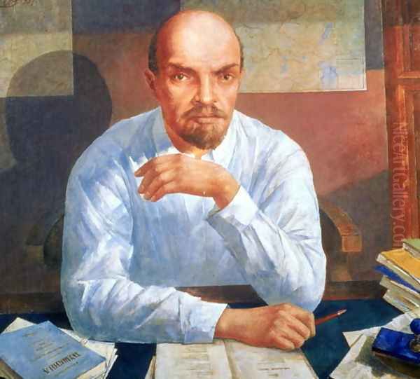 Portrait of Vladimir Ilyich Lenin 1870-1924, 1934 Oil Painting by Kuzma Sergeevich Petrov-Vodkin