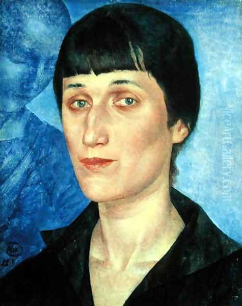 Portrait of Anna Akhmatova 1889-1966 1922 Oil Painting by Kuzma Sergeevich Petrov-Vodkin