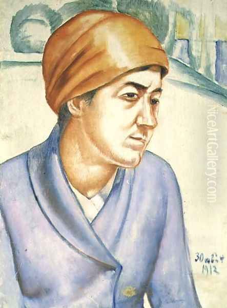 Portrait of a Woman Worker, 1912 Oil Painting by Kuzma Sergeevich Petrov-Vodkin