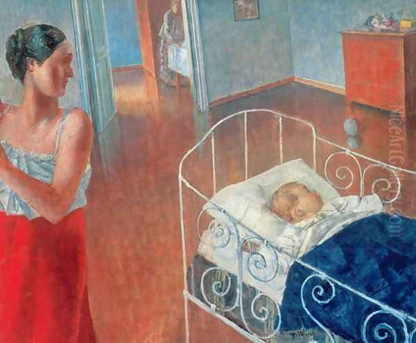 Sleeping Child, 1924 Oil Painting by Kuzma Sergeevich Petrov-Vodkin