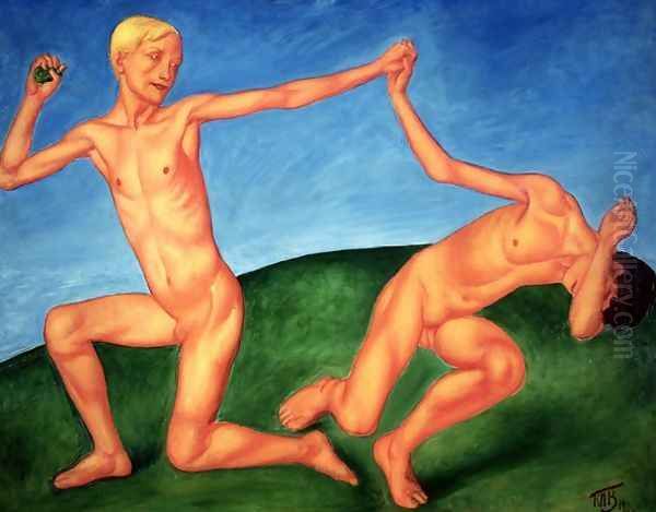 The Playing Boys, 1911 Oil Painting by Kuzma Sergeevich Petrov-Vodkin