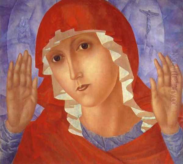 The Mother of God The Tenderness of Cruel Hearts, 1914-15 Oil Painting by Kuzma Sergeevich Petrov-Vodkin