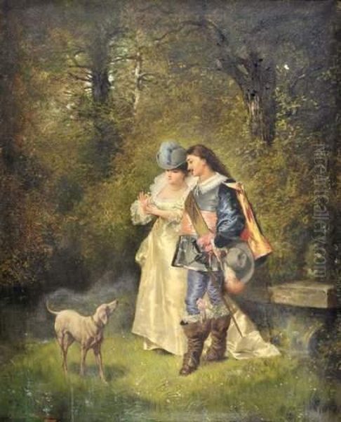 Couple Au Chien Oil Painting by Theodore Levigne