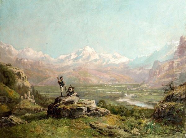 Chasseurs Alpins En Randonnee Oil Painting by Theodore Levigne