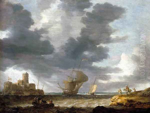 Breezy Estuary Scene Oil Painting by Bonaventura, the Elder Peeters