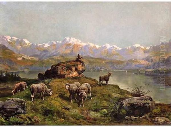  Gardien De Troupeau  Oil Painting by Theodore Levigne