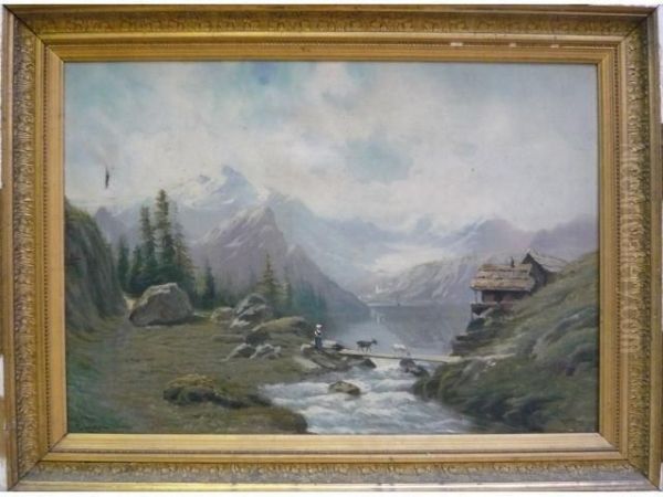 Paysage De Montagne Oil Painting by Theodore Levigne