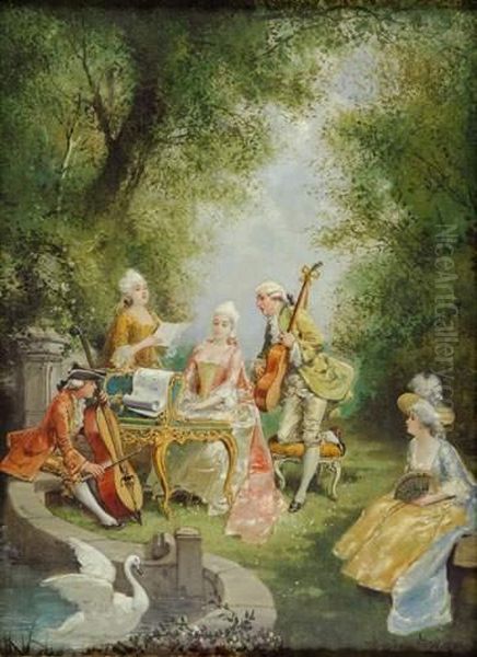  Concert Dans Un Parc  Oil Painting by Theodore Levigne