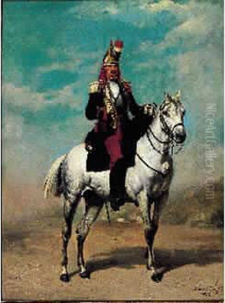 Levigne Un Trompette De Cuirassier De La Ligne Oil Painting by Theodore Levigne