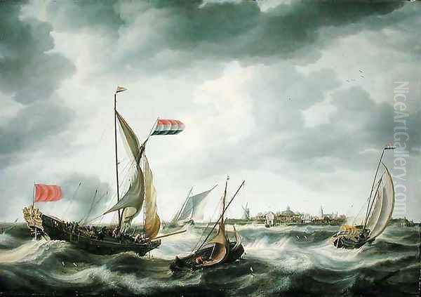 Ships at Sea Oil Painting by Bonaventura, the Elder Peeters