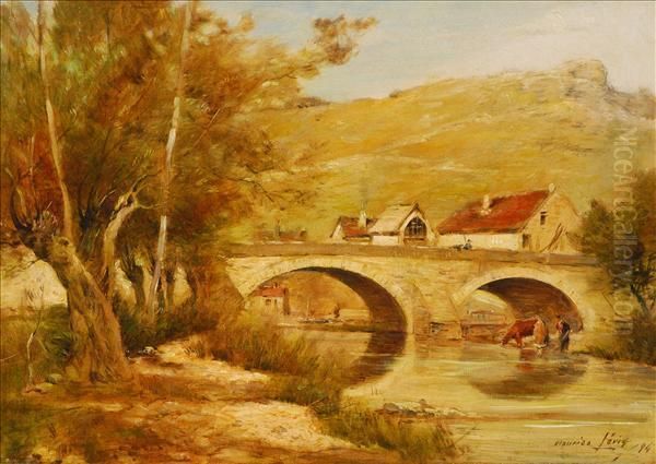 Le Pont Emailly-le-cheteau Oil Painting by Maurice Levis