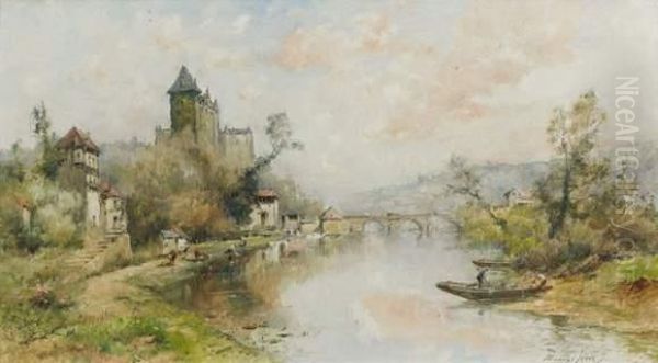 Le Village Au Bord De L'eau Oil Painting by Maurice Levis