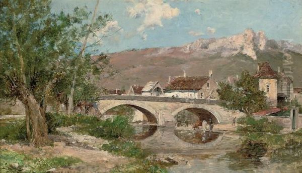 Le Pont A Mailly-le-chateau Oil Painting by Maurice Levis