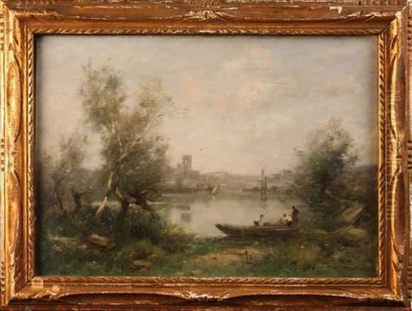 Pecheurs En Bord De Riviere Oil Painting by Maurice Levis