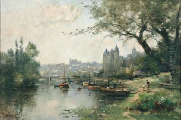 Vue De La Ville Et Du Chateau Dejosselin, Chez Les Rohan Oil Painting by Maurice Levis