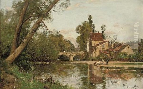 Le Pont De St. Pere Sous Vezelay Oil Painting by Maurice Levis