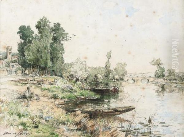 On The River Bank Oil Painting by Maurice Levis