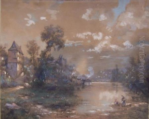 Les Lavandieres Oil Painting by Maurice Levis