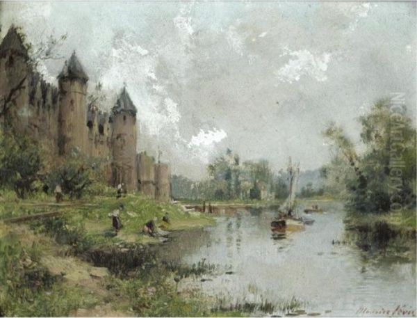 Chateaux De Josselin; Le Pont De Vernon Oil Painting by Maurice Levis