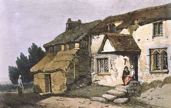 Near Saltash, Cornwall, from Village Scenery Oil Painting by Samuel Prout