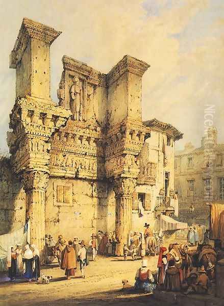 Forum of Nerva, Rome (The Temple of Pallas) Oil Painting by Samuel Prout